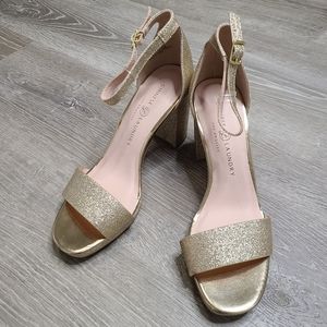 Chinese Laundry Jody Gold Glitter Block Heels